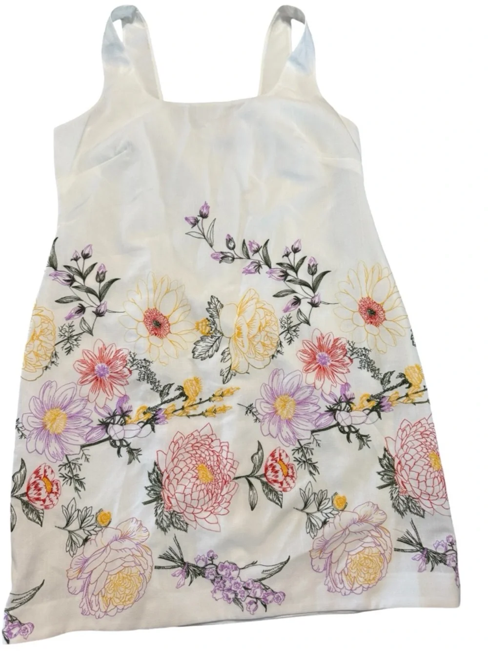Tahari ASL NWT Floral Embroidered Square Neck Shift Mini Dress Ivory Cream 14 - Picture 9 of 14